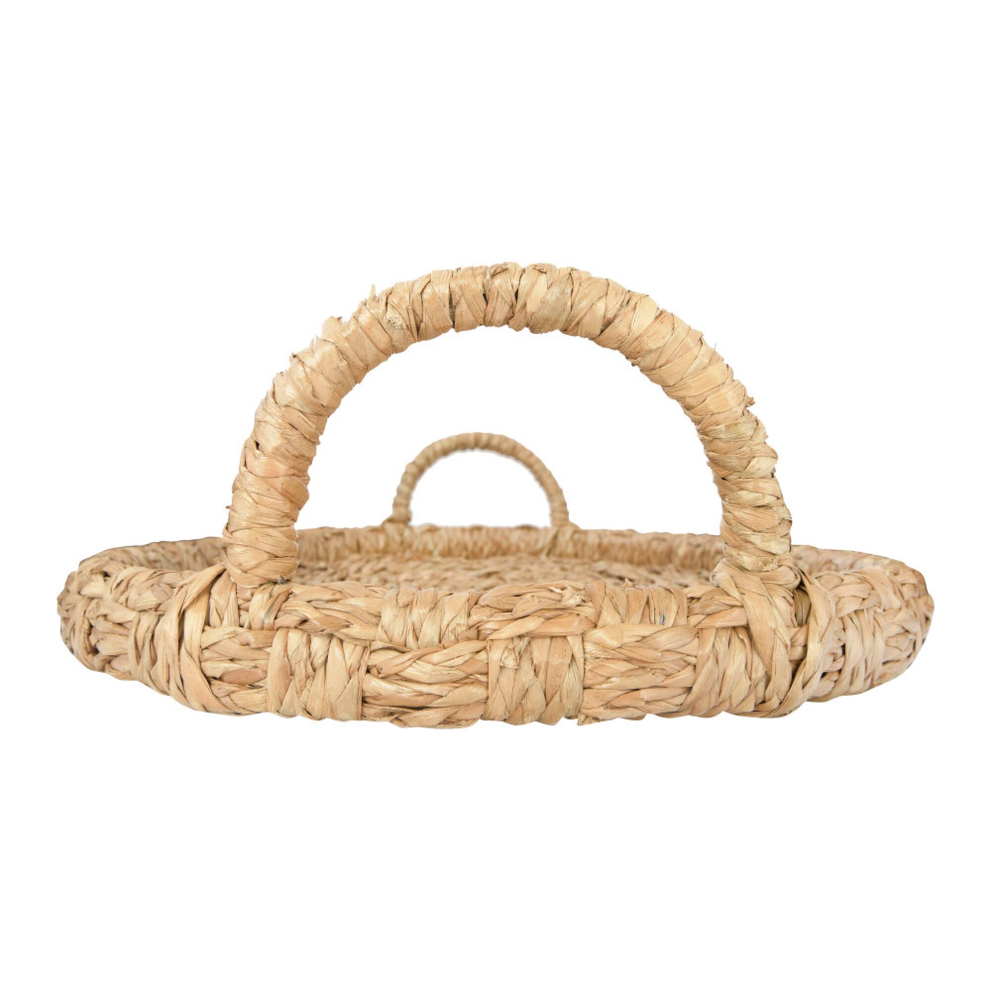 Hello Honey® Decorative Handwoven Oval Seagrass and Rattan Trays with Handles Set